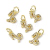 Real 18K Gold Plated Brass Micro Pave Clear Cubic Zirconia Charms KK-E068-VB411-10-4