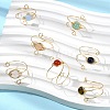 7Pcs 7 Styles Natural Lapis Lazuli & Rose Quartz & Green Aventurine & Carnelian(Dyed & Heated) & Tiger Eye & Dyed White Jade Horse Eye Finger Rings RJEW-JR00812-1