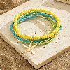 Multilayer Glass Seed Beads Starfish Pendant Anklet for Women PW-WG7288D-02-1