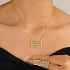 Brass Micro Pave Clear Cubic Zirconia Rectangle Pendant Necklaces & Stud Earrings Sets for Women LN2687-3
