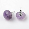 Half Round Dome Natural Amethyst Stud Earrings X-EJEW-L171-08-1