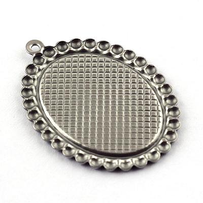 Tarnish Resistant Pendant Cabochon Settings STAS-Q194-17-1