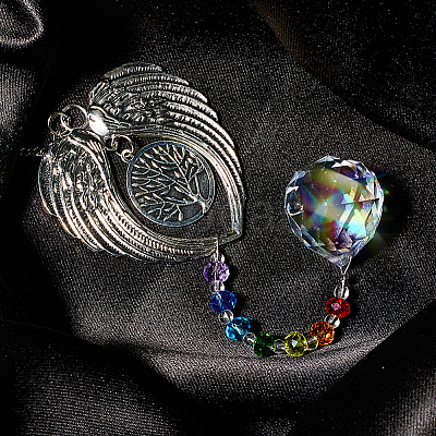 1Pc Heat Transfer Alloy Angel Wing Hanging Ornaments HJEW-BBC0001-15-1