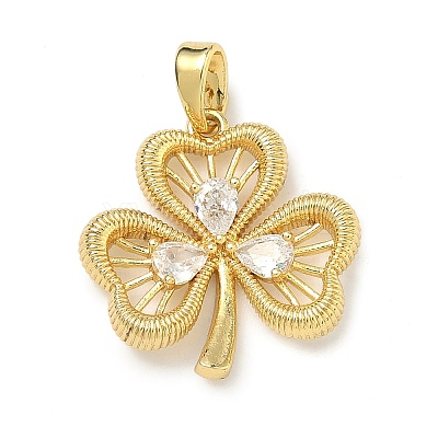 Brass Micro Pave Clear Cubic Zirconia Pendants KK-B171-03G-01-1