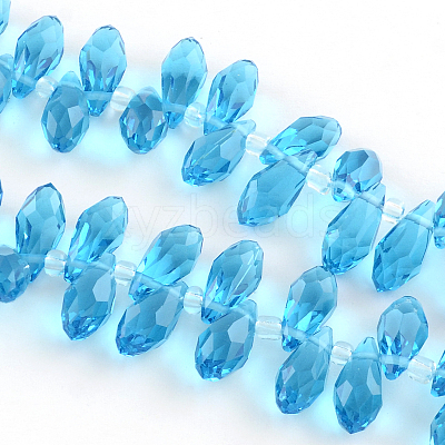 Faceted Teardrop Transparent Glass Bead Strands GLAA-R155-6x12-M-1