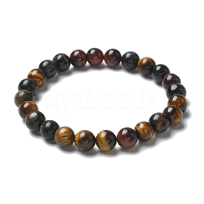 Natural Tiger Eye Bead Stretch Bracelets BJEW-K212-B-005-1