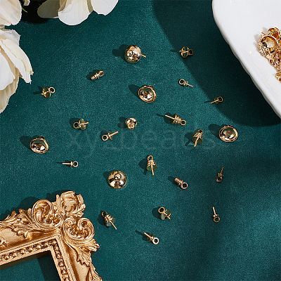 60pcs 6 styles Brass Cup Pearl Peg Bails Pin Pendants FIND-AR0005-35-1