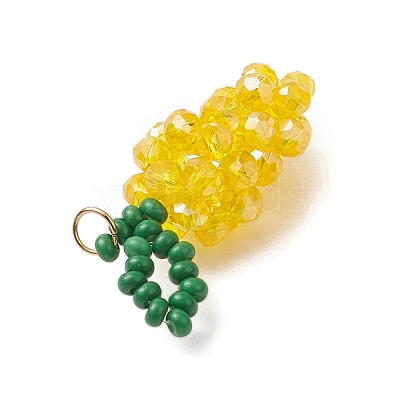 Handmade Glass Beaded Grape Pendants PALLOY-MZ00489-04-1