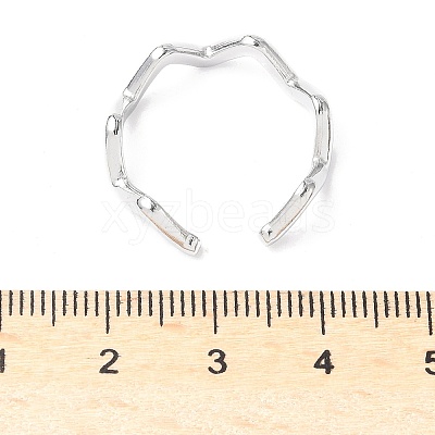 Non-Tarnish 304 Stainless Steel Wave Open Cuff Ring for Women RJEW-I085-13P-02-1