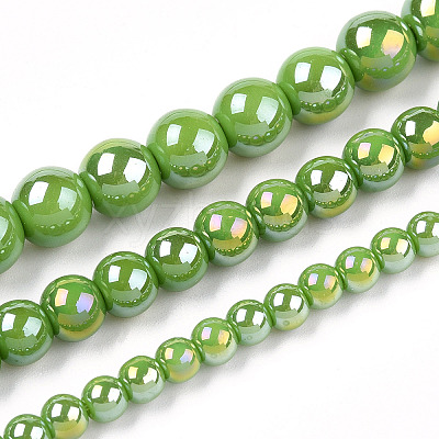Electroplate Opaque Glass Beads Strands GLAA-T032-P6mm-AB06-1