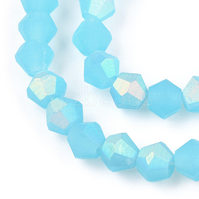 Imitation Jade Bicone Frosted Glass Bead Strands EGLA-A039-J4mm-MB03-1