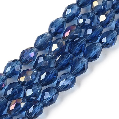 Transparent Electroplate Glass Beads Strands EGLA-N013-T6mm-B28-1