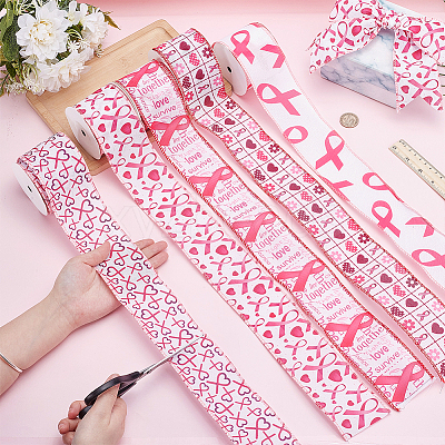 5 Rolls 5 Styles Printed Polyester Grosgrain Ribbon OCOR-PH0006-02-1