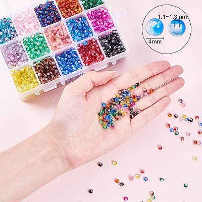 Spray Painted Crackle Glass Beads CCG-PH0002-14-1