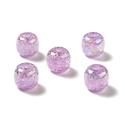 UV Plating Rainbow Iridescent Crackle Acrylic Beads PACR-M002-04E-1