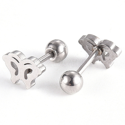 Tarnish Resistant 201 Stainless Steel Barbell Cartilage Earrings EJEW-R147-16-1
