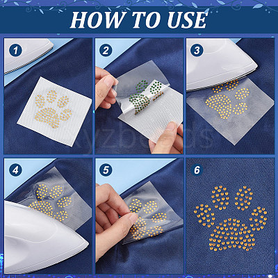 Paw Print Hotfix Glass Rhinestone DIY-WH0453-71B-02-1