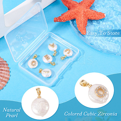 5Pcs 5 Styles Natural Cultured Freshwater Pearl Nuggets with Letter Pendants KK-TA0002-37-1