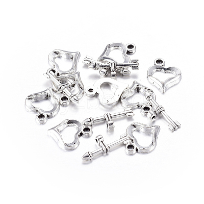 Tibetan Style Heart Toggle Clasps LF1109Y-1