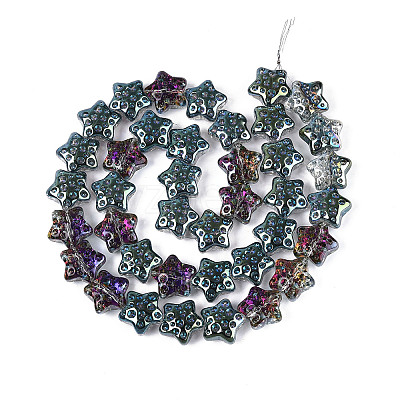 Electroplate Transparent Glass Beads Strands EGLA-N020-02F-1