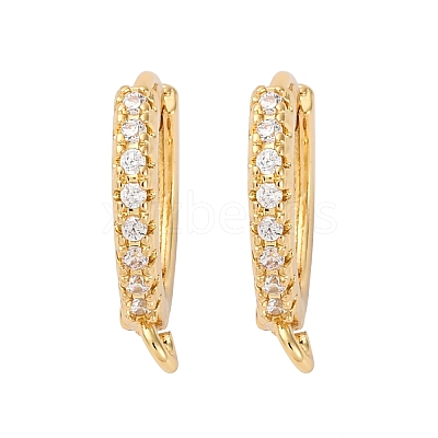 Brass Clear Cubic Zirconia Hoop Earring Findings KK-L242-27G-1
