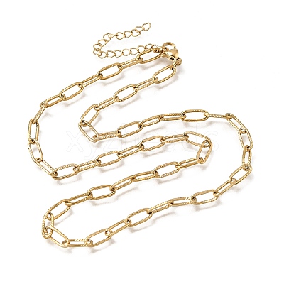 4MM 304 Stainless Steel Textured Paperclip Chain Necklaces for Man and Women SA-CBAB767-10G-1