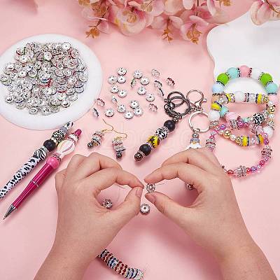 120Pcs Brass Rhinestone Spacer Beads FIND-SZ0003-70C-1