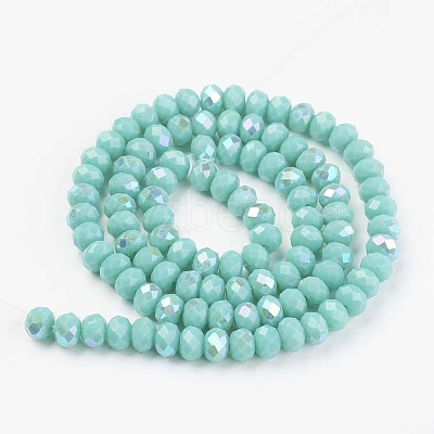 Electroplate Opaque Solid Color Glass Beads Strands EGLA-A034-P8mm-L15-1