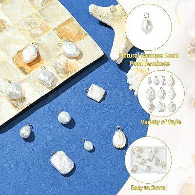 10Pcs 10 Styles Natural Baroque Keshi Pearl Pendants KK-CJ0003-62-1