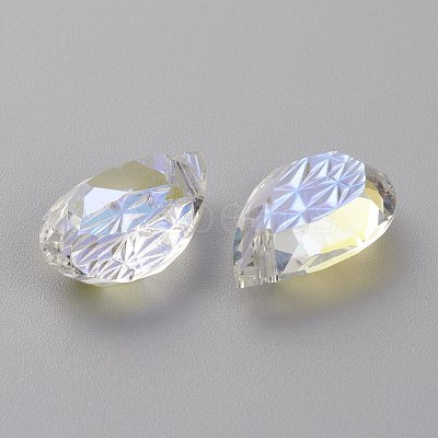 Embossed Glass Rhinestone Pendants GLAA-J101-05B-001SI-1