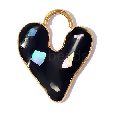 304 Stainless Steel with Black Enamel & Shell Pendants SA-OY002-94G-1