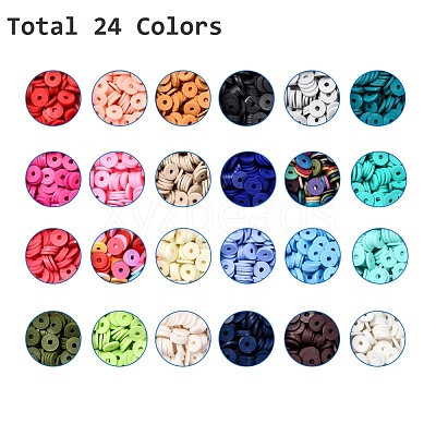 24 Colors Handmade Polymer Clay Beads CLAY-X0011-03C-1
