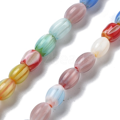 Handmade Millefiori Lampwork Beads Strands LAMP-F035-02-1