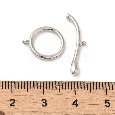 Rhodium Plated 925 Sterling Silver Toggle Clasps STER-G038-03P-1
