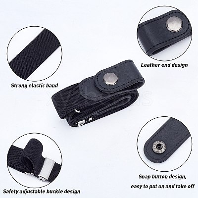 4Pcs 4 Style Unisex Adjustable No Buckle Imitation Leather Elastic Waist Belt AJEW-GF0003-27B-1