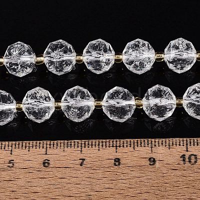 Ombre Effect Dyed Transparent Crackle Glass Beads Strands GLAA-Q111-10MM-08-1