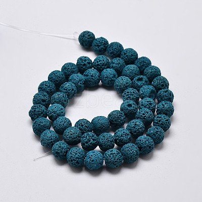 Natural Lava Rock Round Bead Strands G-I124-6mm-09-1
