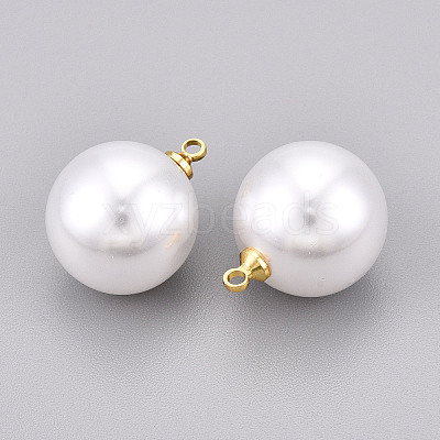Brass & ABS Plastic Imitation Pearl Pendants KK-N261-16mm-121G-1