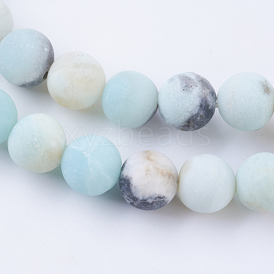 Frosted Natural Amazonite Round Bead Strands G-E334-4mm-09-1
