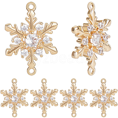 10Pcs Brass Micro Pave Clear Cubic Zirconia Connector Charms ZIRC-BBC0002-86B-1