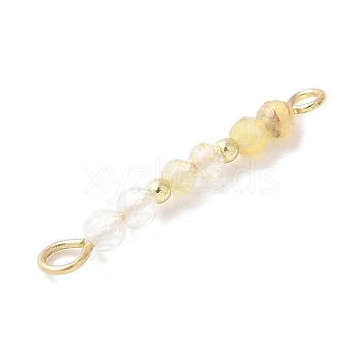 Faceted Round Natural Quartz Crystal & Gold Rutilated Quartz & Yellow Opal Beaded Connector Charms PALLOY-JF03530-04-1