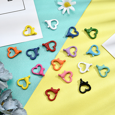 24Pcs 12 Colors Spray Painted Eco-Friendly Alloy Lobster Claw Clasps FIND-PH0003-34-1