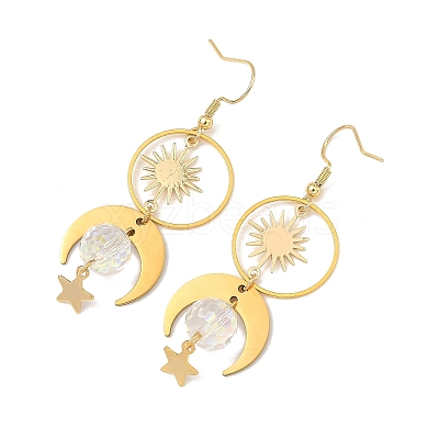Celestial Brass & 304 Stainless Steel Dangle Drop Earrings for Women EJEW-JE07345-01-1