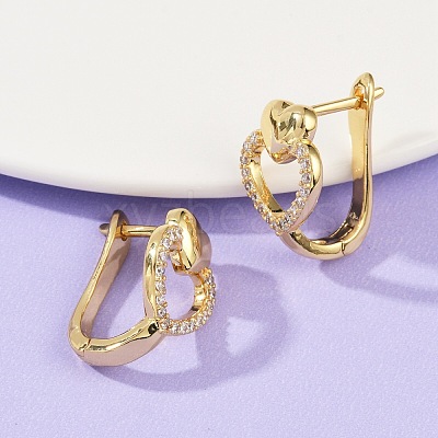 Brass Micro Pave Clear Cubic Zirconia Clip-on Earrings EJEW-F895-22B-G-1