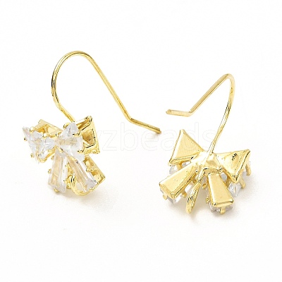 Brass Micro Pave Clear Cubic Zirconia Earring Hooks LS-ZIRC-K087-23G-1