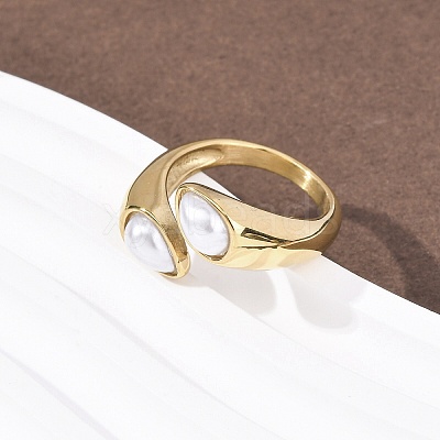 Opaque Acrylic Imitation Pearl Cuff Rings RJEW-P177-03C-G-1
