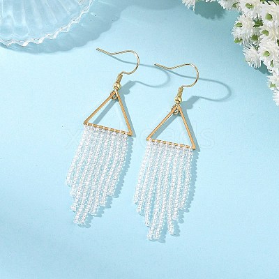 3 Pairs 3 Colors Glass Beaded Dangle Earrings EJEW-MZ00749-1