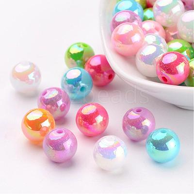 Colorful Round AB Color Acrylic Ball Beads for Kid Jewelry X-PL426-1