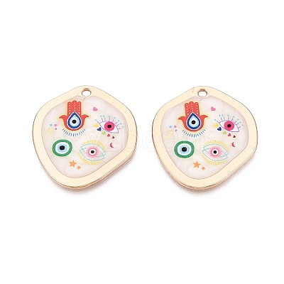 Printed Alloy Enamel Pendants ENAM-N071-11G-03-1