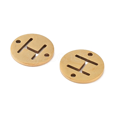 PVD Vacuum Plating 201 Stainless Steel Hollow Flat Round Links FIND-R149-03H-G-1